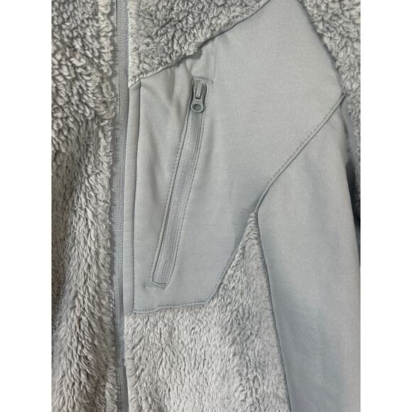 Columbia Full Zip Sweatshirt Small Gray Fuzzy Fleece Jacket Fireside Plush Teddy - Picture 5 of 11